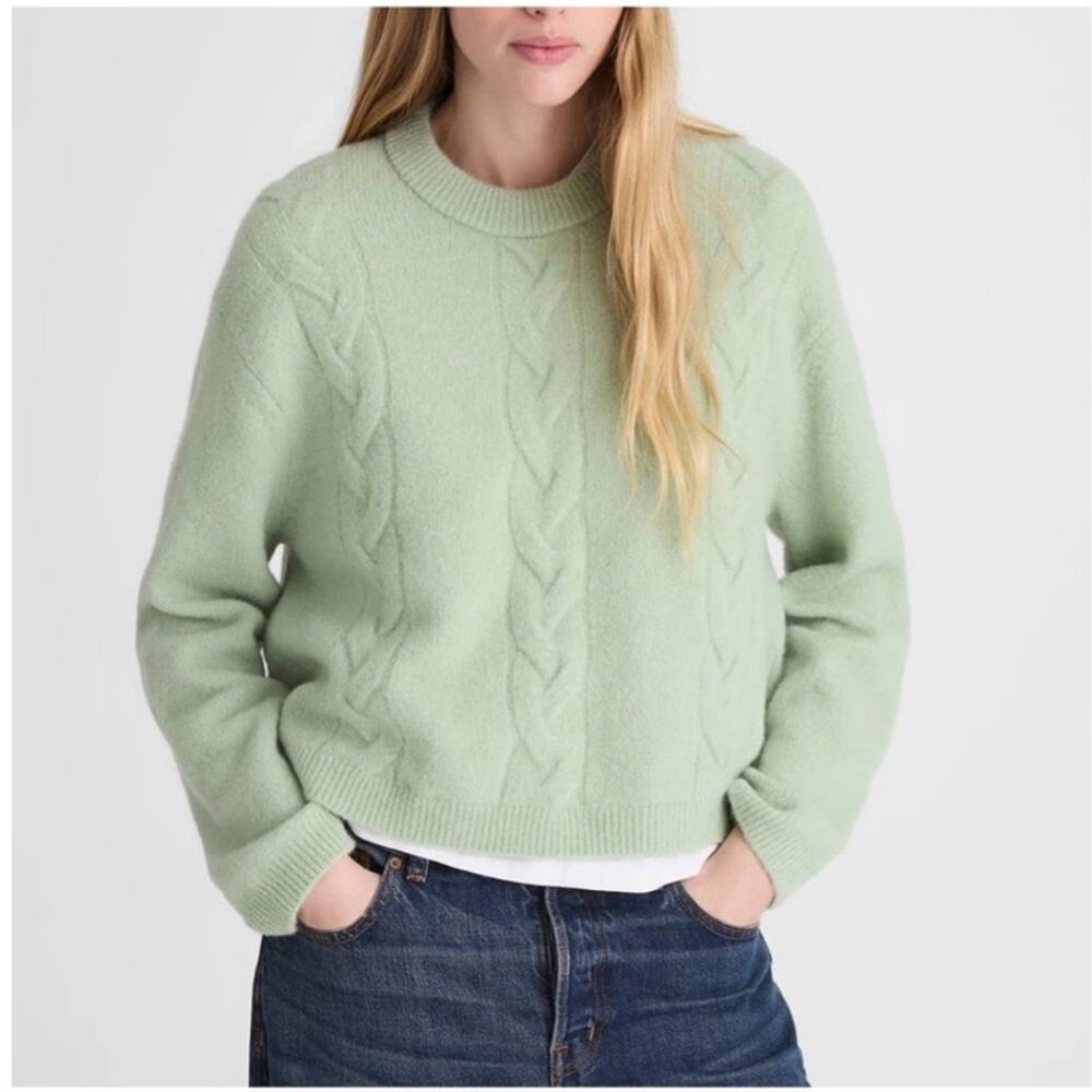 Madewell Womens Large Green CloudSoft Drop Shoulder Sweater Pullover Textured